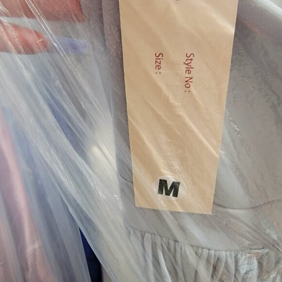 NWT Lenovia 5201 Bridesmaid Dress Chiffon Silver Size M - Picture 7 of 7